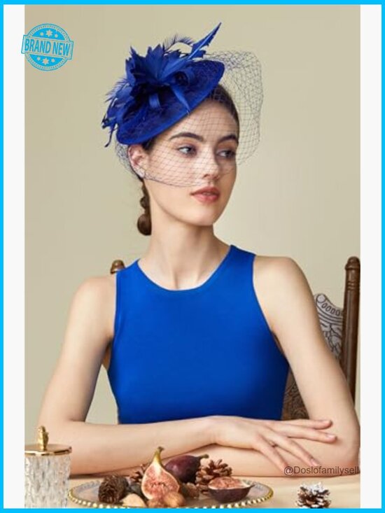 Fascinator Hat Veil Feather Derby Tea Party Kentucky Pillbox Wedding Headpiece main image 2